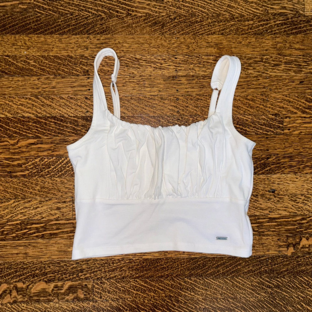 Hollister White Rouched Crop Top